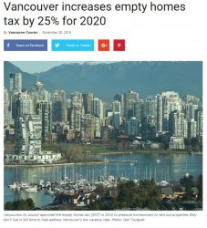 温哥华房屋空置税未来三年每年上涨25%