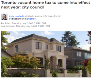 多伦多将征收1%房屋空置税！明年1月1