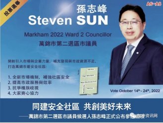 万锦市第二选区市议员候选人孙志峰正式公布参选纲领